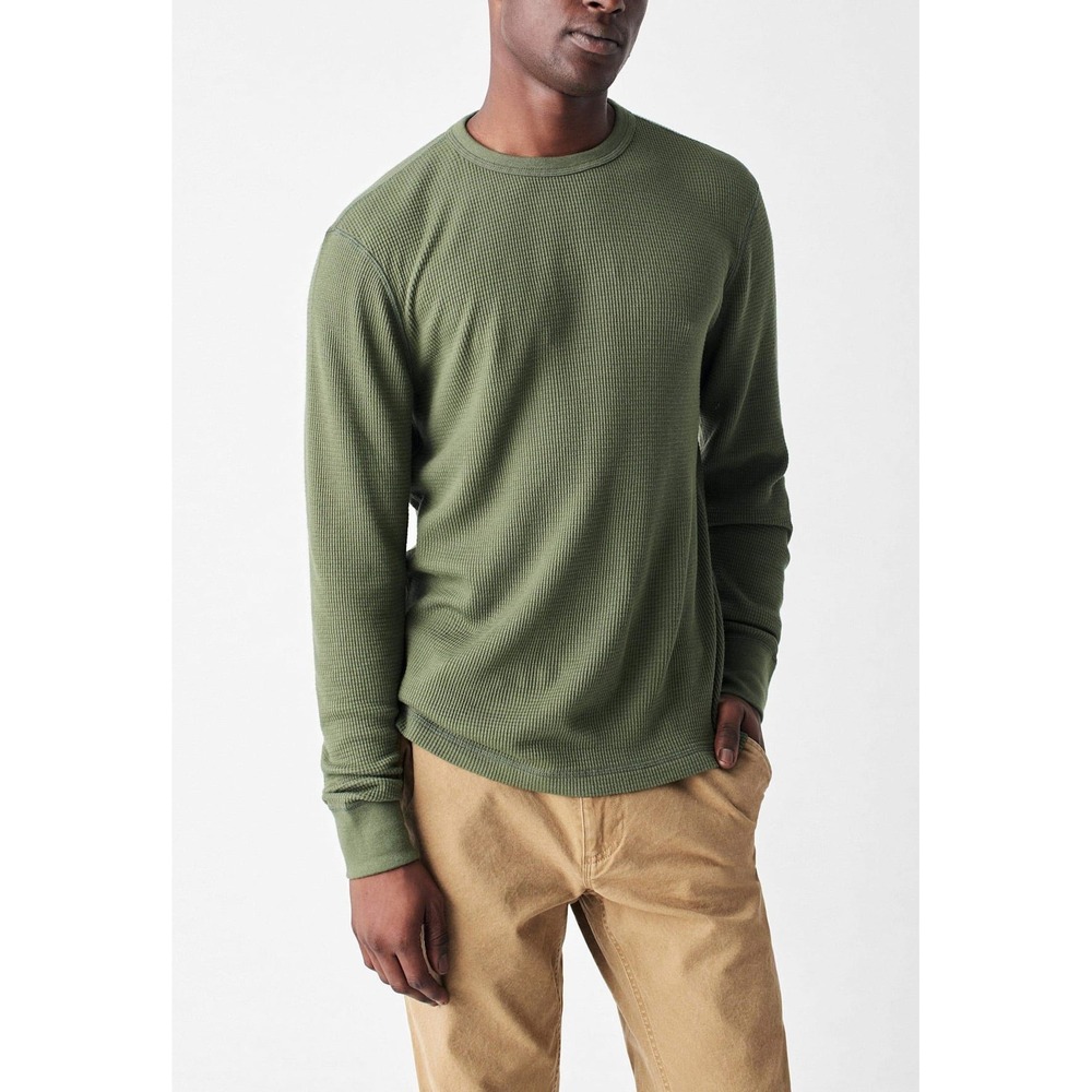Faherty Legend Mens Olive Green Pima Cotton Modal Thermal Waffle Knit Shirt L‎